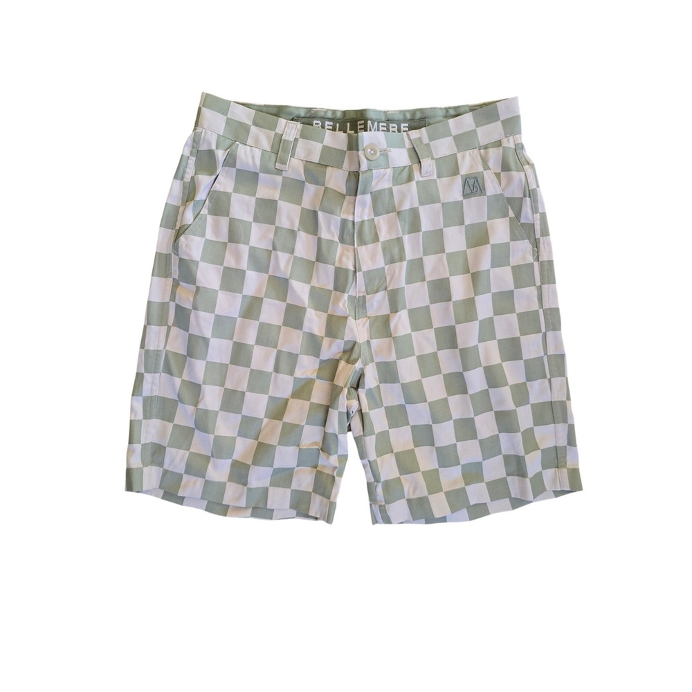 NWT Bellemere New York Two-Tone Checkered Shorts Green Retro Contemporary Size M